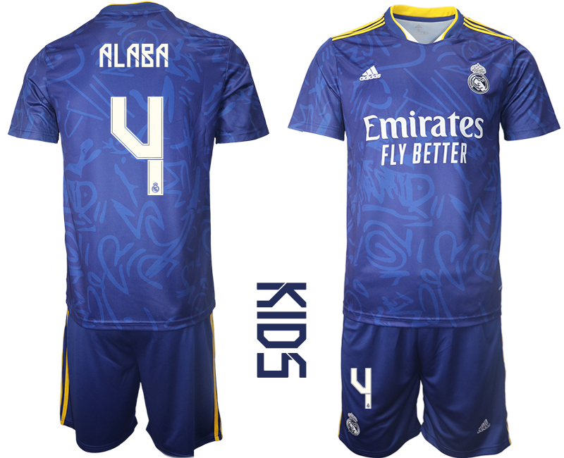 Youth 2021-2022 Club Real Madrid away blue #4 Soccer Jersey